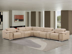 2679 8-Piece L-Shaped Power Reclining Sectional Sofa in Genuine Leather - 4 Recliners - Beige