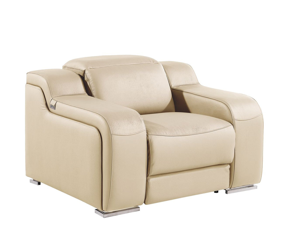 1116 Divanitalia Top Grain Italian Leather Power Reclining Chair with Power Headrests - Beige - SKU 1116-BEIGE-CH - view 4