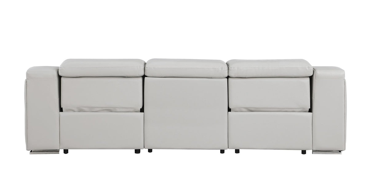 1116 Divanitalia 3-Piece Modular Power Reclining Sofa in Top Grain Italian Leather with 2 Power Recliners & Power Headrests - Light Grey - SKU 1116-LT_GREY-3.2-S-HT - view 7