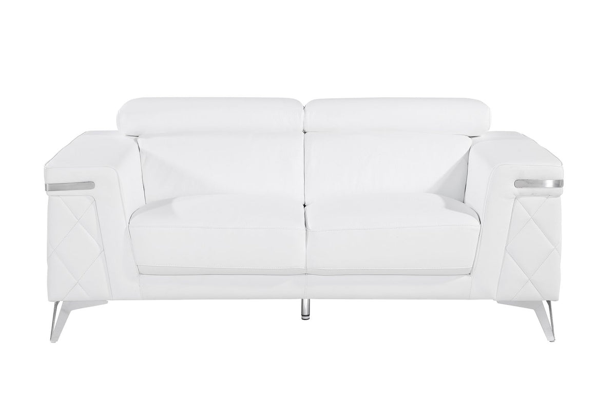 1140 Divanitalia 2-Piece Sofa Set with Adjustable Headrest in Top-grain Italian Leather - White - SKU 1140-WHITE-2PC - view 7
