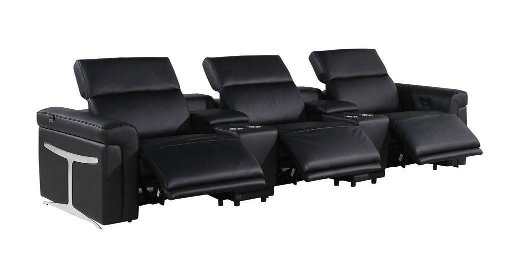 1126 Divanitalia 5-Piece Modular Power Reclining Sofa in Top Grain Italian Leather with 3 Power Recliners & Power Headrests