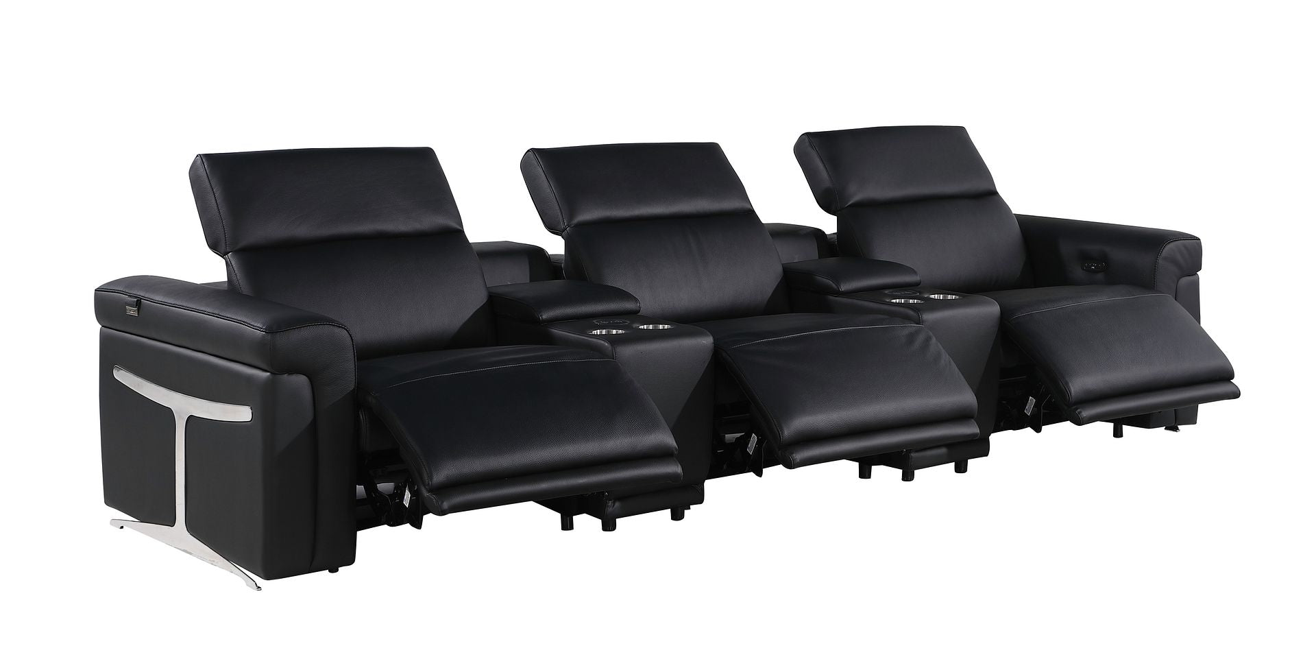 1126 Divanitalia 5-Piece Modular Power Reclining Sofa in Top Grain Italian Leather with 3 Power Recliners & Power Headrests