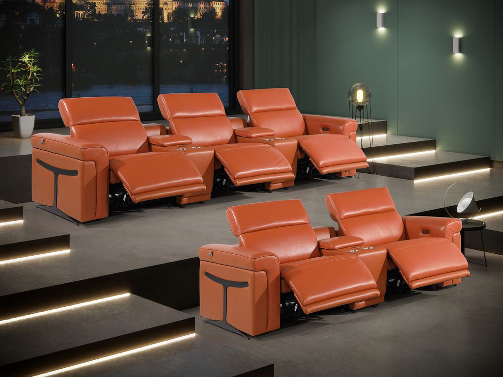 1126 Divanitalia 8-Piece Modular Power Reclining Sofa & Loveseat Set in Top Grain Italian Leather with 5 Power Recliners & Power Headrests - Camel - SKU 1126-CAMEL-8.5-HT - view 3