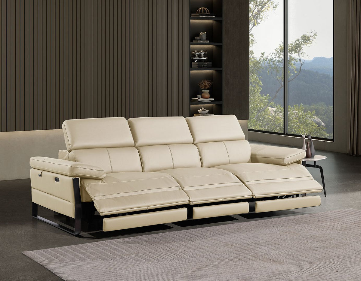 1246 Divanitalia Modular Power Triple Reclining Sofa with Power Reclining Headrests - Top Grain Italian Leather - Beige - SKU 1246-BEIGE-3.3-HT - view 2