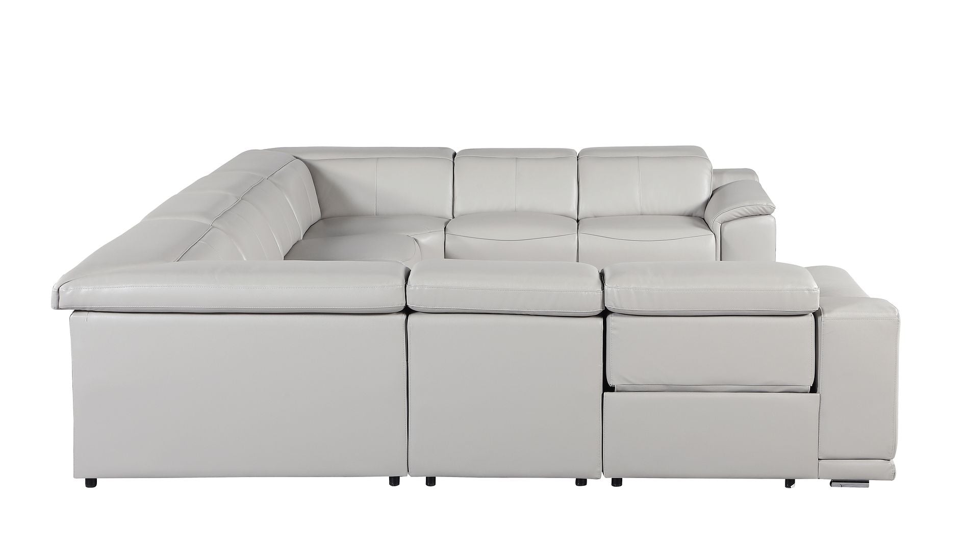 9762 Divanitalia 8-Piece U-Shaped Top Grain Italian Leather Sectional Sofa with 4 Power Recliners
