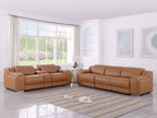 1116 DivanItalia Cognac 6-Piece Modular Power Reclining Sofa and Console Loveseat Set in Top Grain Italian Leather with 5 Power Recliners & Power - free Headrestshite glove delviery in LA, Ventura and Orange counties