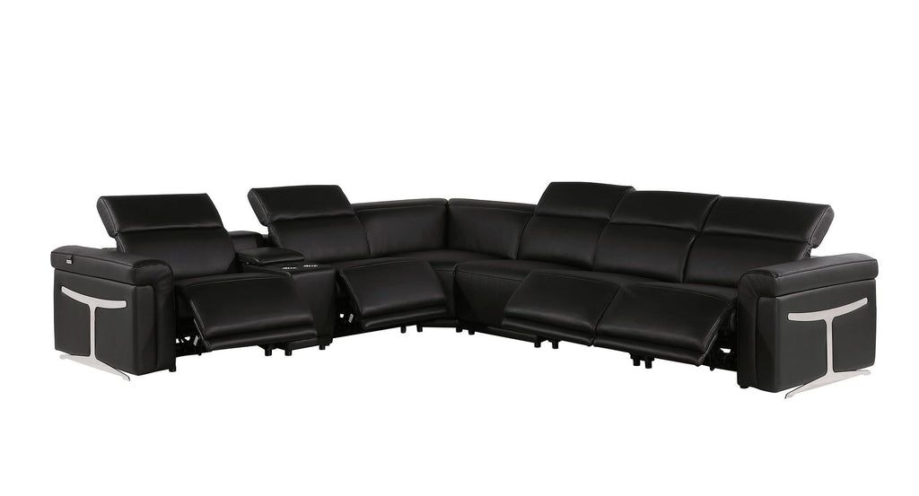 1126 Divanitalia 7-Piece L-Shaped Sectional Sofa in Top Grain Italian Leather with 4 Power Recliners & Power Headrests - Black - SKU 1126-BLACK-SEC-7PC-4PWR-SECTIONAL - GROUP - view 3