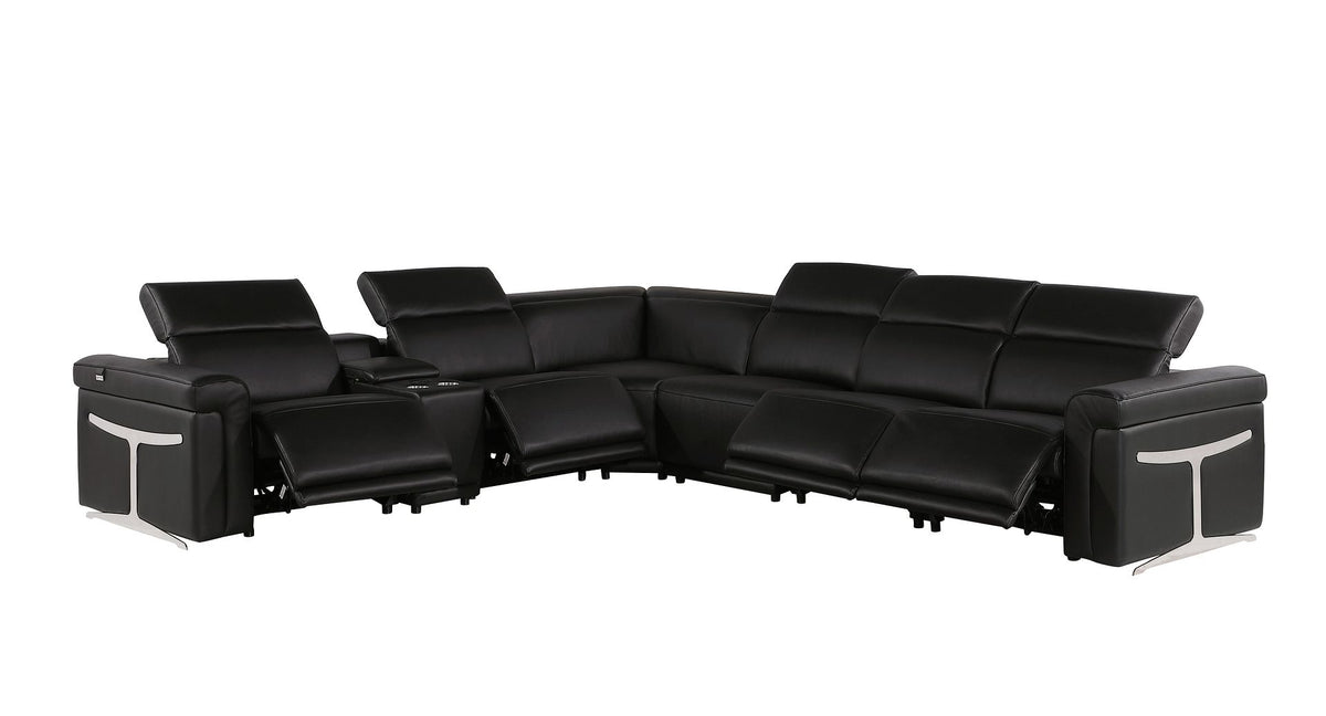 1126 Divanitalia 7-Piece L-Shaped Sectional Sofa in Top Grain Italian Leather with 4 Power Recliners & Power Headrests - Black - SKU 1126-BLACK-SEC-7PC-4PWR-SECTIONAL - GROUP - view 3