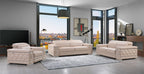 692 Divanitalia 3-Piece Sofa Set with Adjustable Headrest in Top-grain Italian Leather - Beige - SKU 692- BEIGE 3PC (S/L/CH) - GROUP