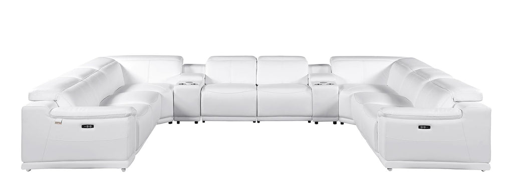 9762 Divanitalia 10-Piece U-Shaped Top Grain Italian Leather Sectional Sofa with 4 Power Recliners