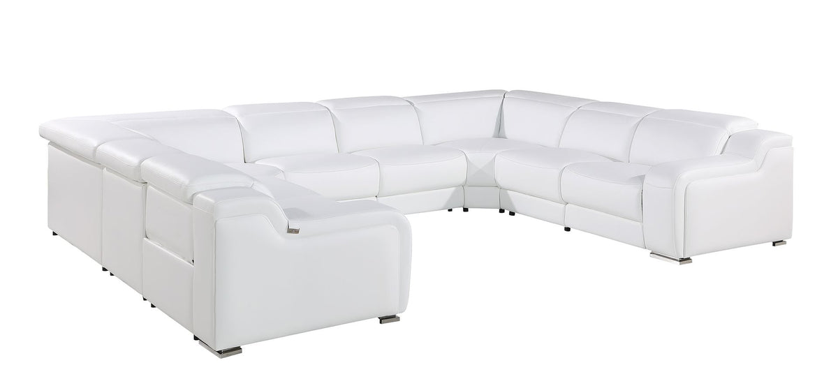 1116 Divanitalia 8-Piece U-Shaped Sectional Sofa in Top Grain Italian Leather with 4 Power Recliners & Power Headrests - White - SKU 1116-WHITE-8PC-4PWR-U-NC-SECTIONAL-GROUP - view 4