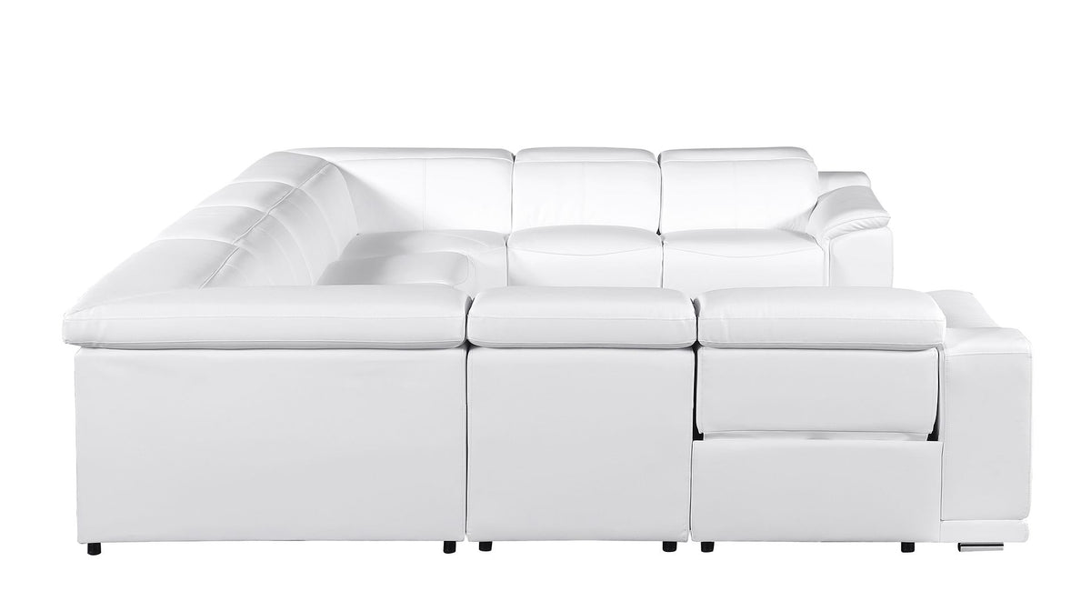 9762 Divanitalia 8-Piece U-Shaped Top Grain Italian Leather Sectional Sofa with 4 Power Recliners - White - SKU 9762-WHITE-8PC-4PWR-U-NC-SECTIONAL-GROUP - view 8
