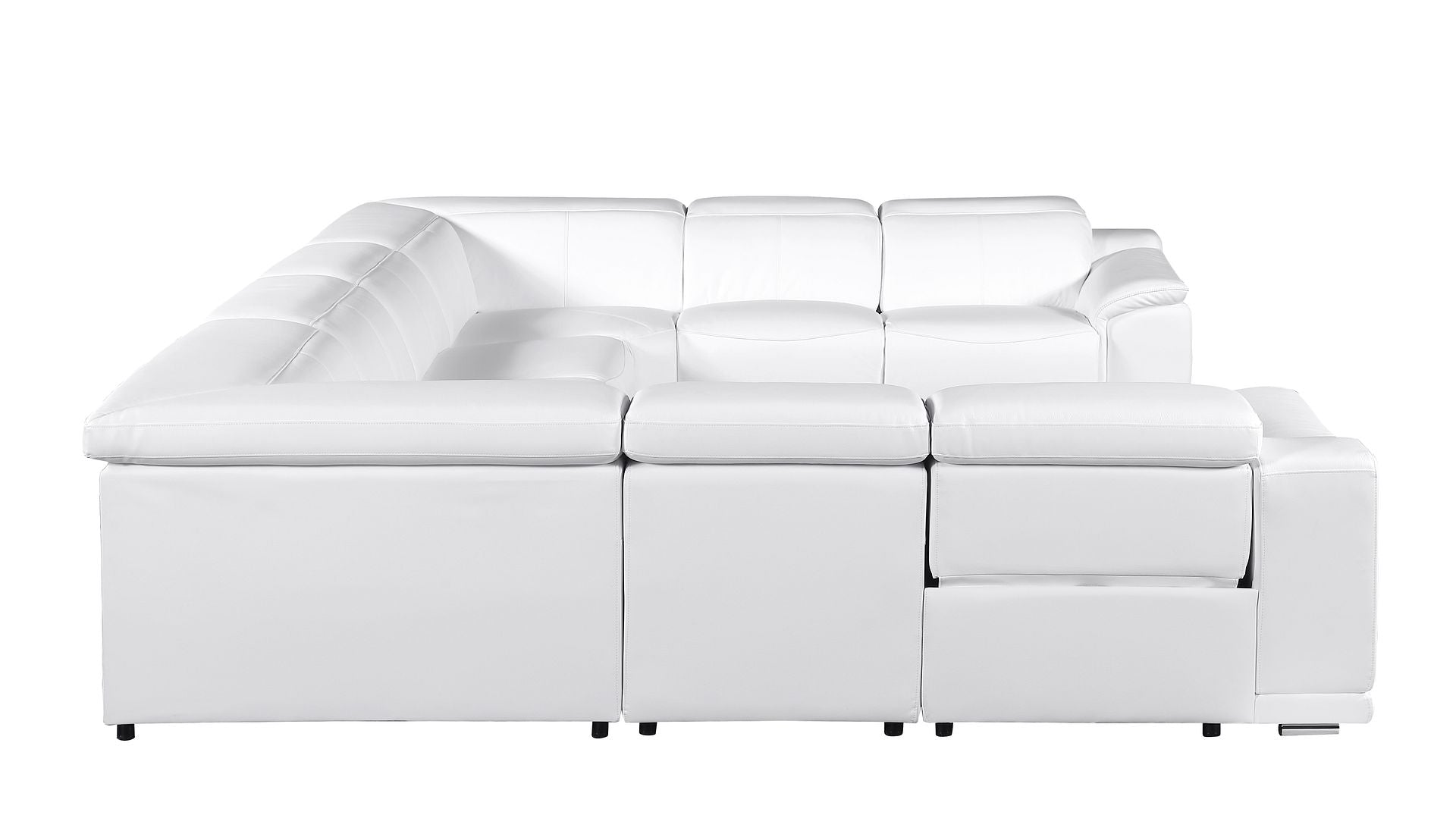 9762 Divanitalia 8-Piece U-Shaped Top Grain Italian Leather Sectional Sofa with 4 Power Recliners