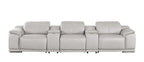 2679 Genuine Leather Sofa with 3 Power Recliners & Dual Storage Consoles