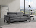 1246 Divanitalia Top Grain Italian Leather Loveseat with Power Headrest - Dark Grey
