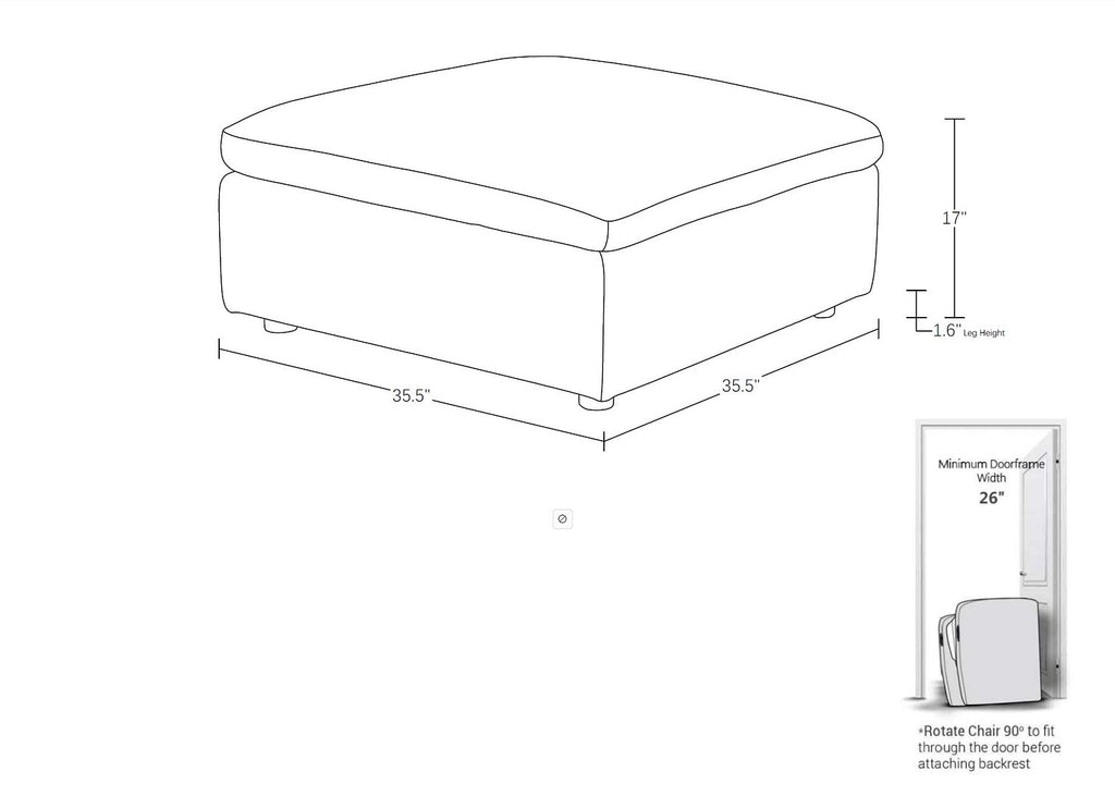1100 Divanitalia Ottoman - Top-grain Italian Leather