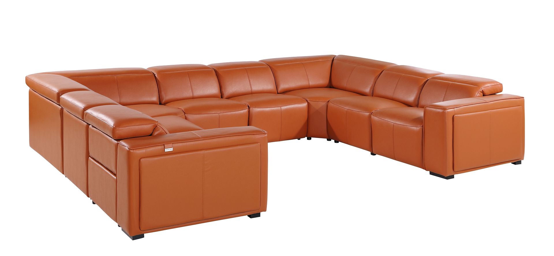 1224 Divanitalia 8-Piece U-Shaped Sectional Sofa in Top Grain Italian Leather with 4 Power Recliners & Power Headrests