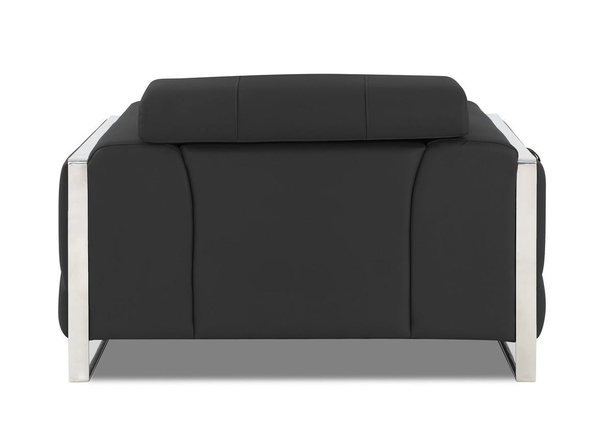 903 Divanitalia Chair with Adjustable Headrest in Top-grain Italian Leather - Dark Grey - SKU 903-CH-DARK GRAY - view 4