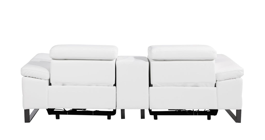 1246 Divanitalia Top Grain Italian Leather Console Loveseat with Power Headrest - White - SKU 1246-WHITE-3.2-HT - view 7