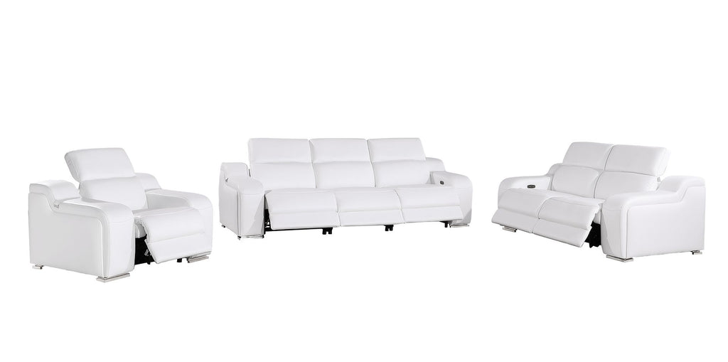 1116 Divanitalia 6-Piece Modular Power Reclining Sofa, Loveseat & Chair Set in Top Grain Italian Leather with 6 Power Recliners & Power Headrests - White - SKU 1116-WHITE-6.6-HT-3PC - view 4