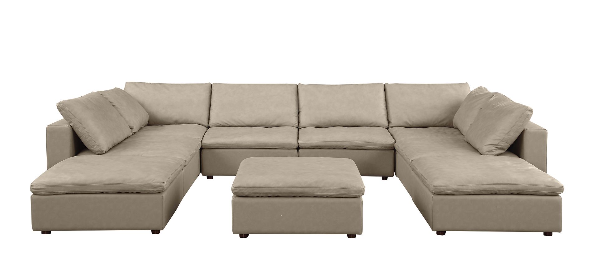 1100 Divanitalia Top-grain Italian Leather 9-Piece Sectional Sofa with Chaise