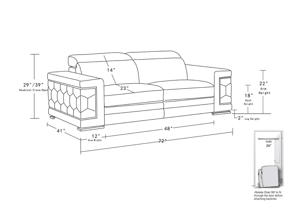 692 Divanitalia 2-Piece Sofa Set with Adjustable Headrest in Top-grain Italian Leather - Camel - SKU 692- CAMEL 2PC (S/L) - GROUP - view 17