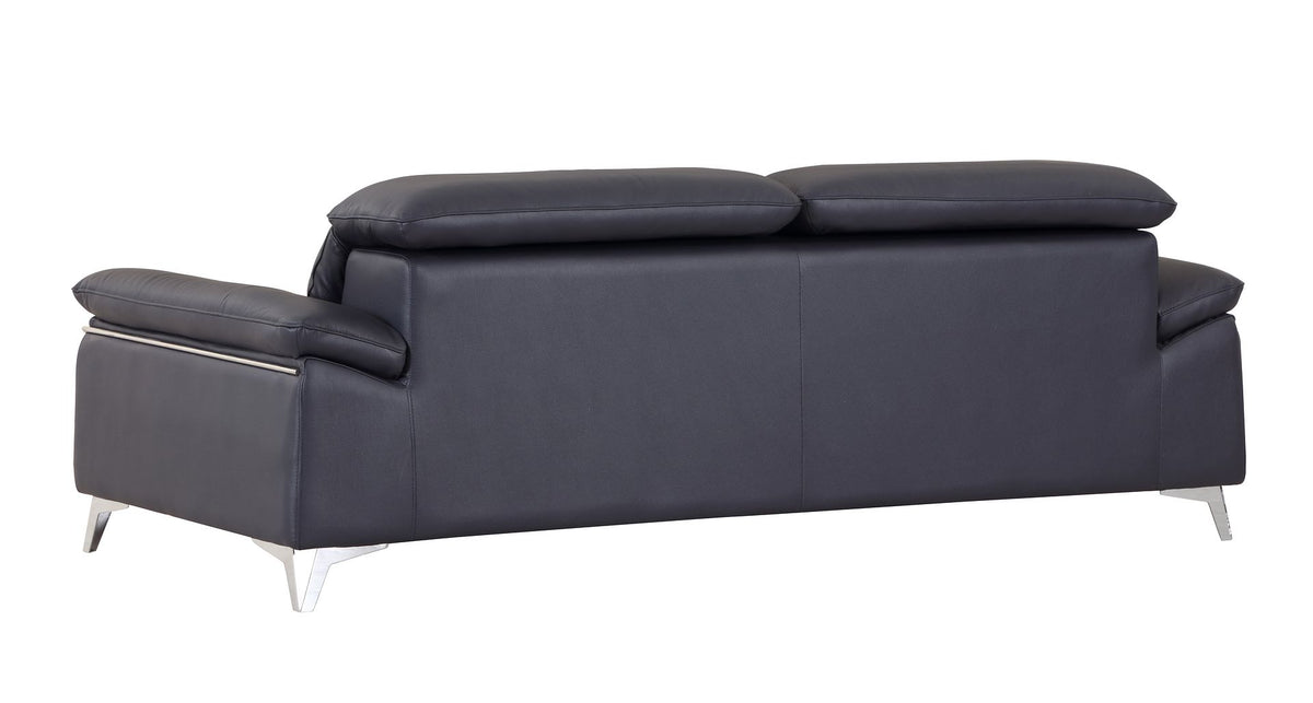 727 Divanitalia Sofa with Adjustable Headrest in Top-grain Italian Leather - Navy - SKU 727-S-NAVY - view 3