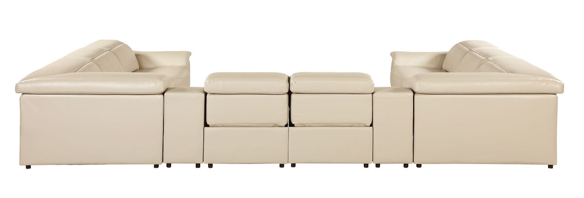9762 Divanitalia 10-Piece U-Shaped Top Grain Italian Leather Sectional Sofa with 4 Power Recliners - Beige - SKU 9762-BEIGE-10PC-4PWR-U-SECTIONAL-GROUP - view 6