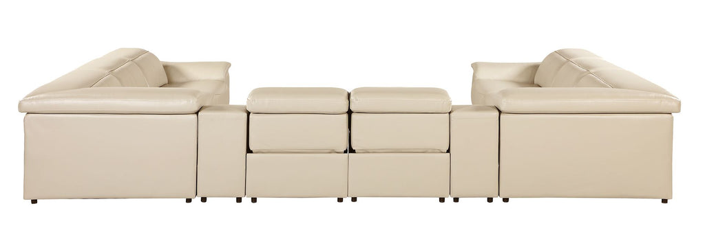 9762 Divanitalia 10-Piece U-Shaped Top Grain Italian Leather Sectional Sofa with 4 Power Recliners