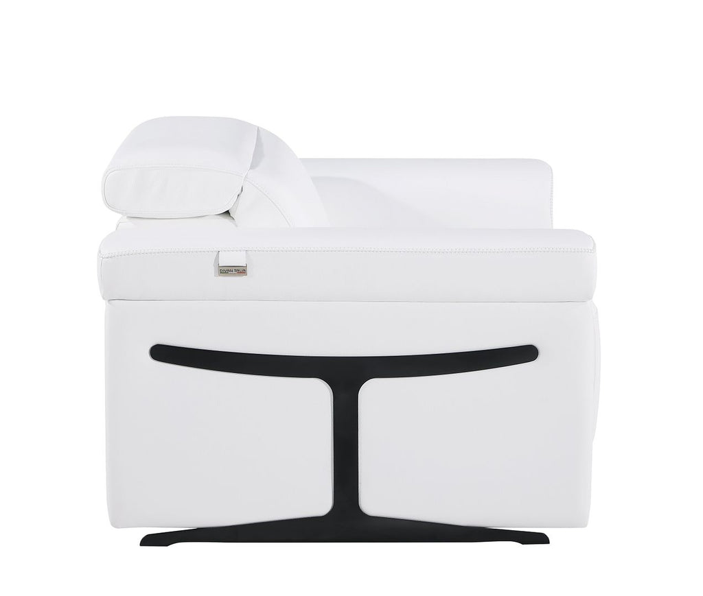 1126 Divanitalia Top Grain Italian Leather Power Reclining Chair with Power Headrests - White - SKU 1126-WHITE-CH - view 4