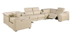 1116 Divanitalia 8-Piece U-Shaped Sectional Sofa in Top Grain Italian Leather with 2 Power Recliners & Power Headrests