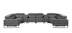 1246 Divanitalia 8-Piece U-Shaped Modular Power Reclining Sectional Sofa with 2 Power Recliners and Power Headrests - Top Grain Italian Leather