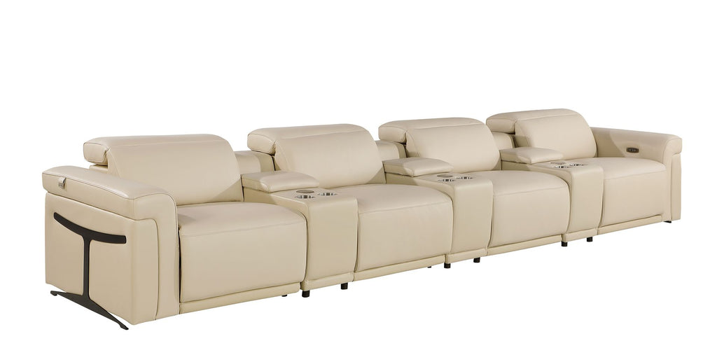 1126 Divanitalia 7-Piece Modular Power Reclining Sofa in Top Grain Italian Leather with 4 Power Recliners & Power Headrests - Beige - SKU 1126-BEIGE-7.4-HT - view 4
