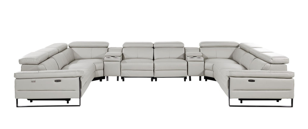1246 Divanitalia 10-Piece U-Shaped Modular Power Reclining Sectional Sofa with 4 Power Recliners and Power Headrests - Top Grain Italian Leather