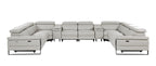 1246 Divanitalia 10-Piece U-Shaped Modular Power Reclining Sectional Sofa with 4 Power Recliners and Power Headrests - Top Grain Italian Leather