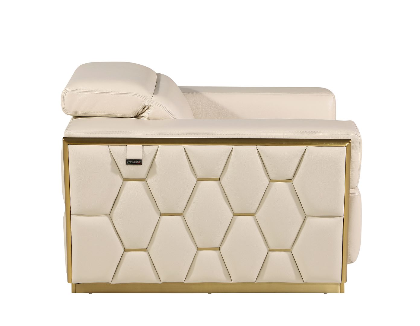 1111 Divanitalia Chair with Adjustable Headrest in Top-grain Italian Leather - Cream - SKU 1111-BEIGE-CH - view 5