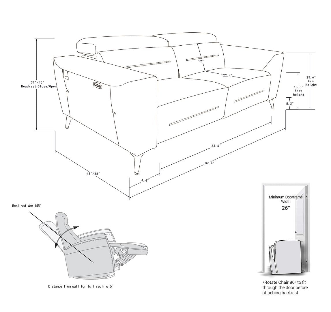 989 Divanitalia Power Reclining 3-Piece Sofa Set with Power Headrest in Top-grain Italian Leather - White - SKU 989-WHITE-3PC - view 15