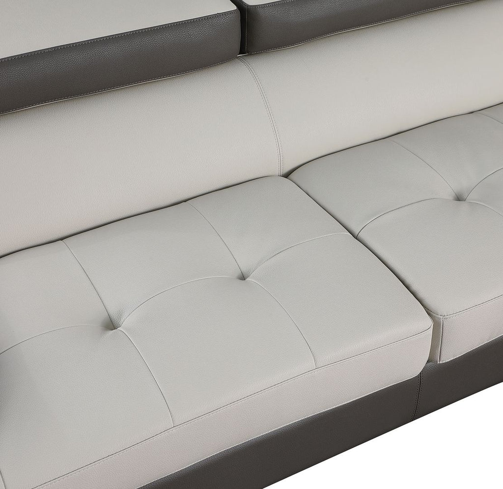 8136 Left Arm Facing Chaise with Adjustable Headrest in Genuine Leather