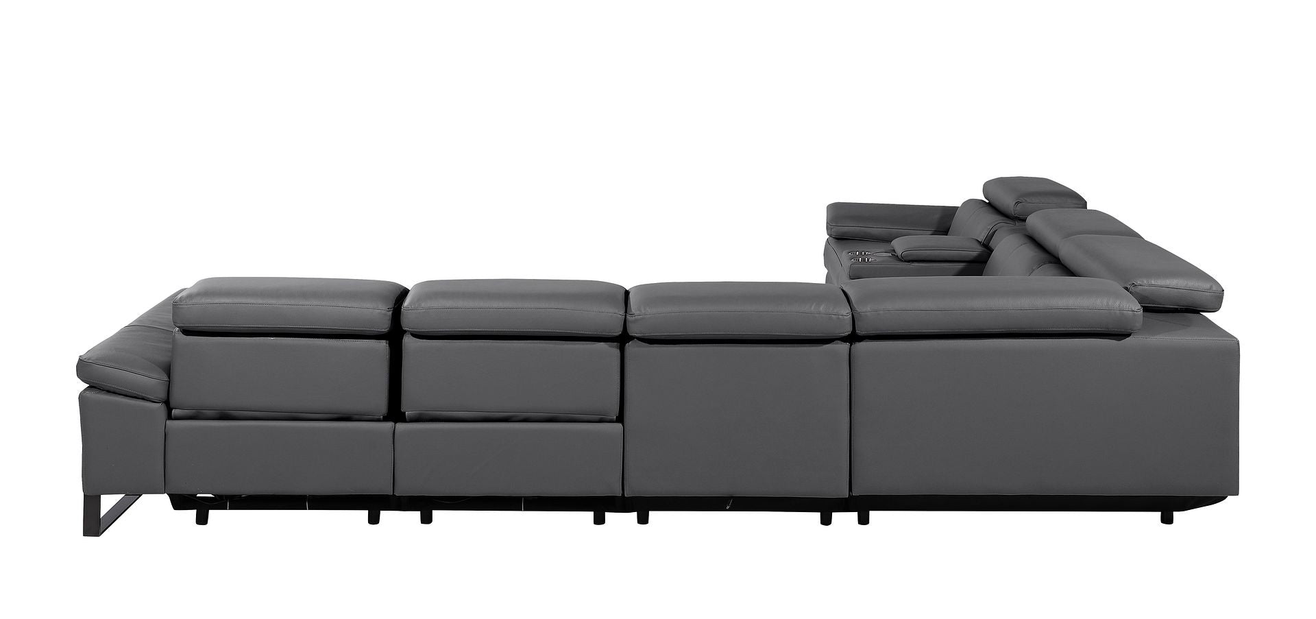 1246 Divanitalia 7-Piece L-Shaped Modular Power Reclining Sectional Sofa with 3 Power Recliners and Power Headrests - Top Grain Italian Leather