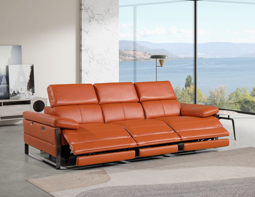1246 Divanitalia Modular Power Triple Reclining Sofa with Power Reclining Headrests - Top Grain Italian Leather - Camel - SKU 1246-CAMEL-3.3-HT - view 2