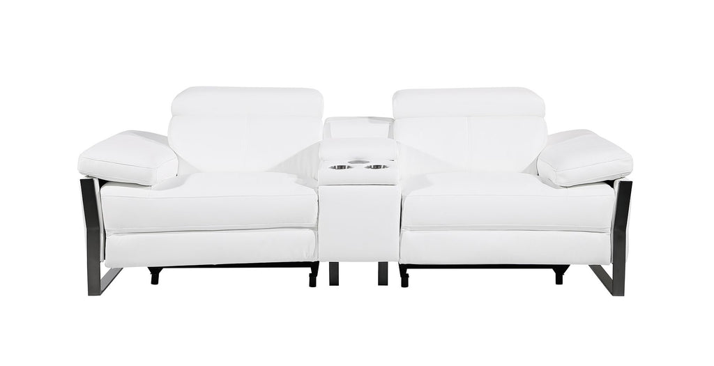 1246 Divanitalia Top Grain Italian Leather Console Loveseat with Power Headrest - White - SKU 1246-WHITE-3.2-HT - view 3