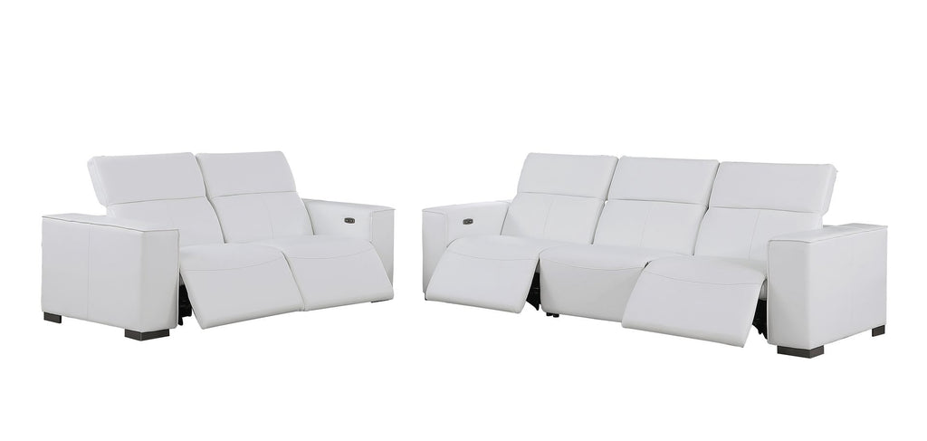 1208 Leather Reclining Set - Sofa & Loveseat with 4 Power Recliners - White - SKU 1208-WHITE-5.4-HT-2PC - view 4