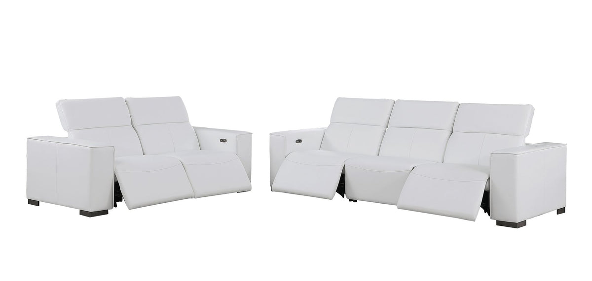 1208 Leather Reclining Set - Sofa & Loveseat with 4 Power Recliners - White - SKU 1208-WHITE-5.4-HT-2PC - view 4
