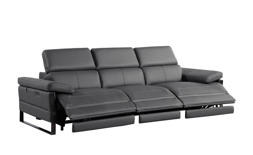 1246 Divanitalia Modular Power Triple Reclining Sofa with Power Reclining Headrests - Top Grain Italian Leather - Dark Grey - SKU 1246-DK-GREY-3.3-HT - view 5