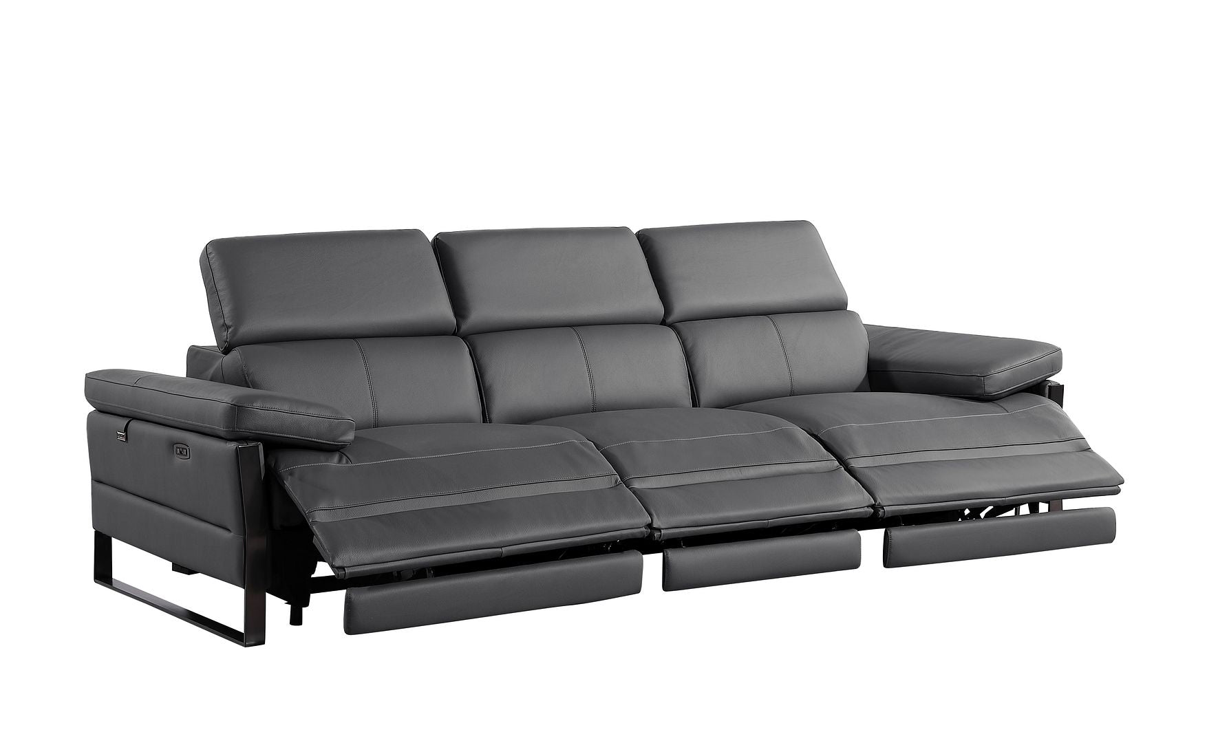 1246 Divanitalia Modular Power Triple Reclining Sofa with Power Reclining Headrests - Top Grain Italian Leather - Dark Grey - SKU 1246-DK-GREY-3.3-HT - view 5