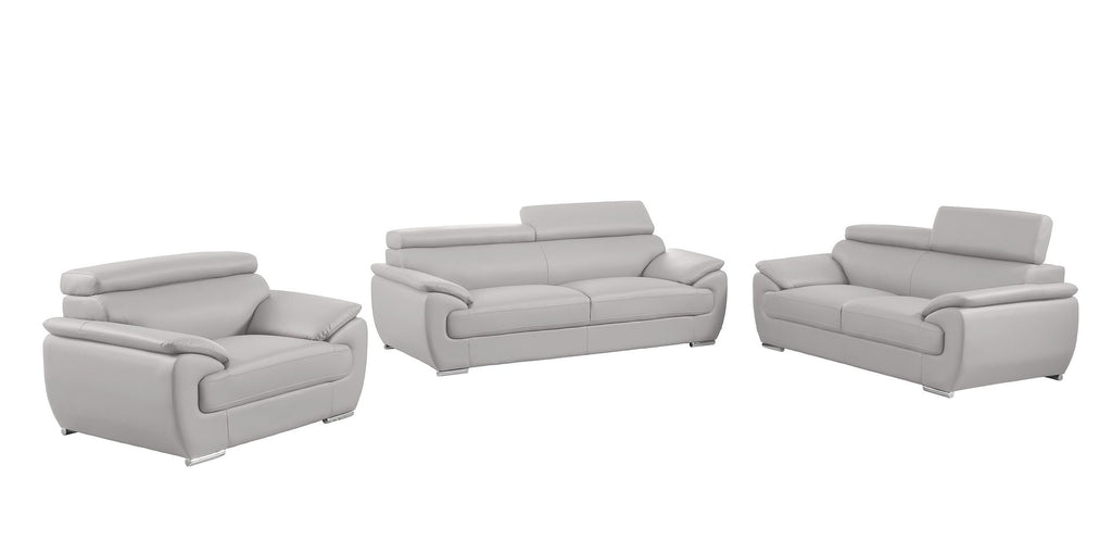 4571 Modern Genuine Leather 3-Piece Sofa Set - Light Grey - SKU 4571-LV LIGHT GREY 3PC (S/L/C) - GROUP - view 2