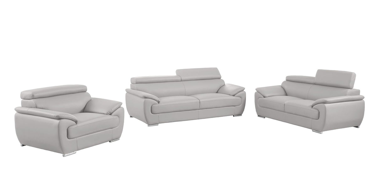 4571 Modern Genuine Leather 3-Piece Sofa Set - Light Grey - SKU 4571-LV LIGHT GREY 3PC (S/L/C) - GROUP - view 2