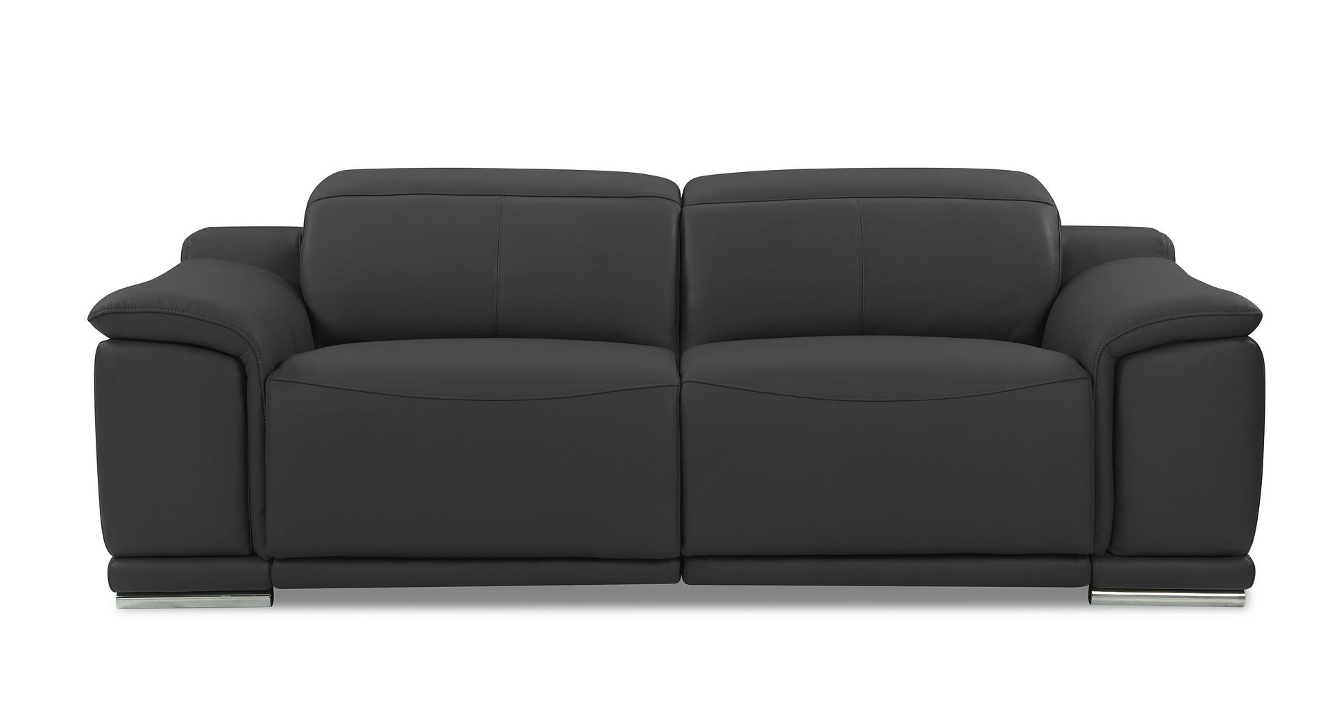 9762 Divanitalia Top Grain Italian Leather Power Reclining Loveseat with Adjustable Headrests - Dark Grey