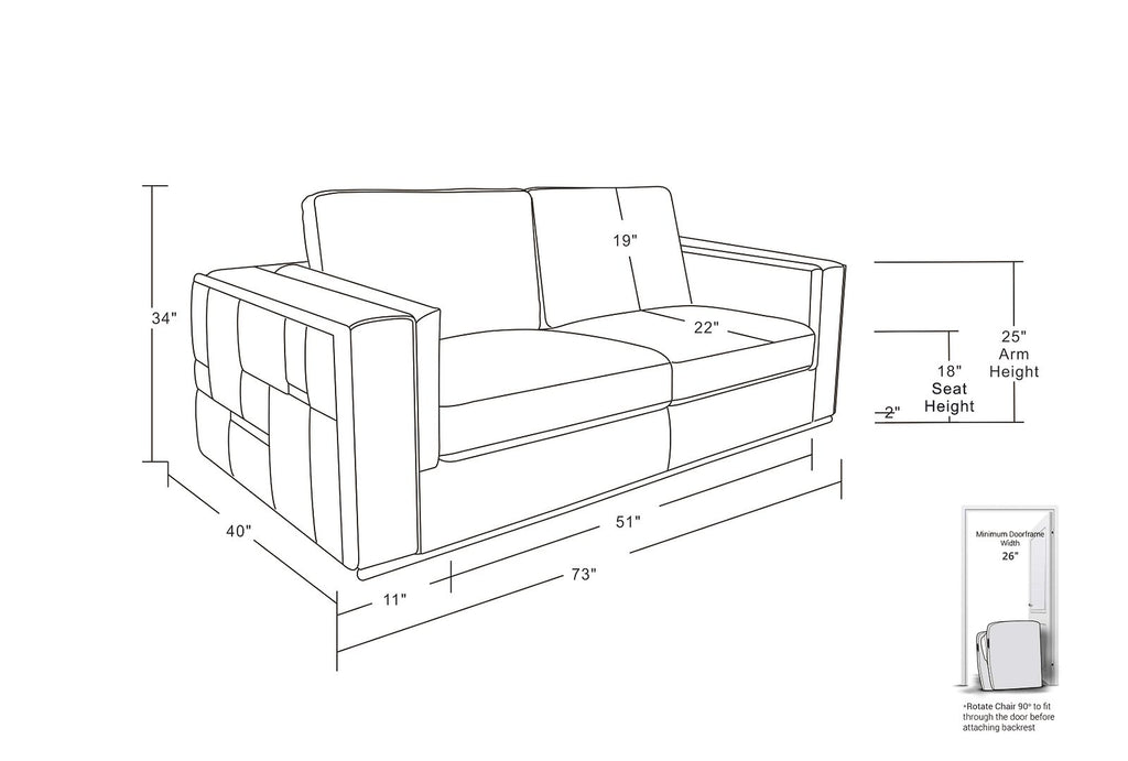 1140 Divanitalia Loveseat with Adjustable Headrest in Top-grain Italian Leather