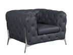970 Divanitalia 3-Piece Sofa Set in Top-grain Italian Leather - Dark Grey - SKU 970- DARK GRAY 3PC (S/CH/CH) - GROUP - view 4